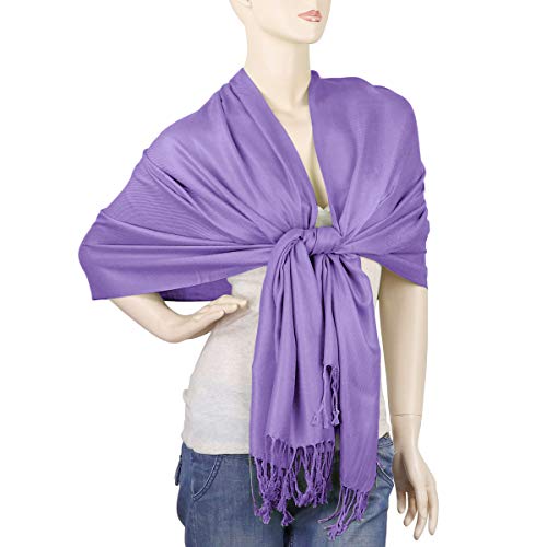 Falari Women's Soft Solid Color Pashmina Shawl Wrap Scarf, for Wedding, Bridesmaid Gifts, Evening Dress - color: Lavender