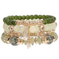 Bohemia Multilayer Beaded Stretch Bracelets Set Colorful Crystal Glass Beads Summer Elastic Bracelets for Women Beach Holiday - color: Green