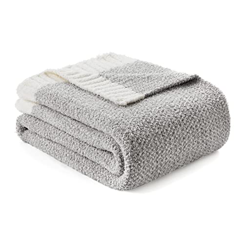 Snuggle Sac Buttery Grey Throw Blanket for Couch, Reversible Super Soft Warm Blankets Cozy Knit Fuzzy Plush Lightweight Throws for Sofa, Bed, Heather Grey, 50"x60" - color: Heather Grey, size: Throw(50"x60")