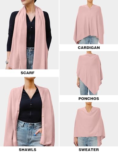 PULI Women's Versatile Knitted Shawls Scarf Poncho Sweater with Buttons Lightweight Spring Summer Fall Wraps - color: A-light Pink
