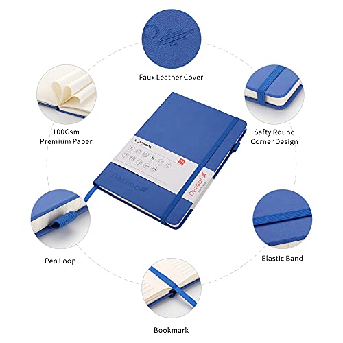 Lined Journal Notebooks with Pen Loop, Hardcover Notebook Journal for Work, 100Gsm Premium Thick Paper with Inner Pocket, Medium 5.7"x8.4", （Blue, Ruled） - color: Blue