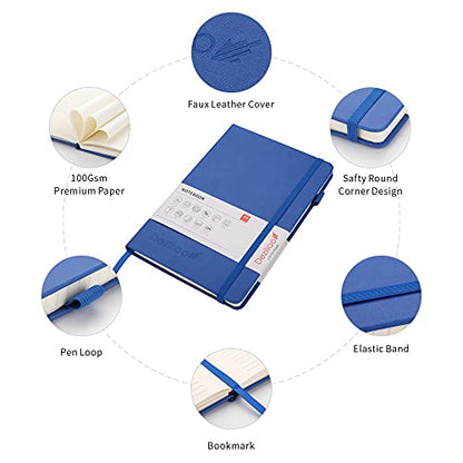 Lined Journal Notebooks with Pen Loop, Hardcover Notebook Journal for Work, 100Gsm Premium Thick Paper with Inner Pocket, Medium 5.7"x8.4", （Blue, Ruled） - color: Blue