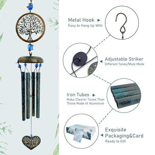 ASTARIN Wind Chimes Outside Unique Tree of Life Wind Chime All Metal Wind Chimes for Love One Gifts for Mom, Grandma, Daughter, Decoration for Home, Garden, Patio, Backyard(29”) - size: 29" Tree