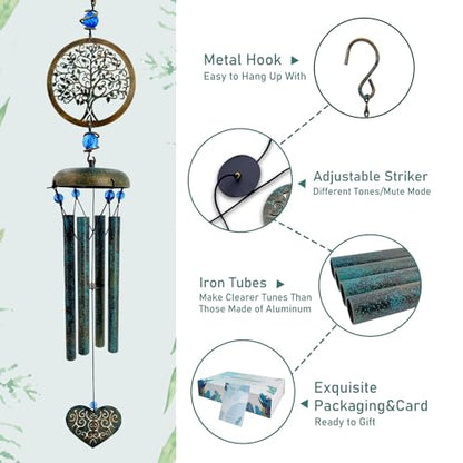 ASTARIN Wind Chimes Outside Unique Tree of Life Wind Chime All Metal Wind Chimes for Love One Gifts for Mom, Grandma, Daughter, Decoration for Home, Garden, Patio, Backyard(29”) - size: 29" Tree