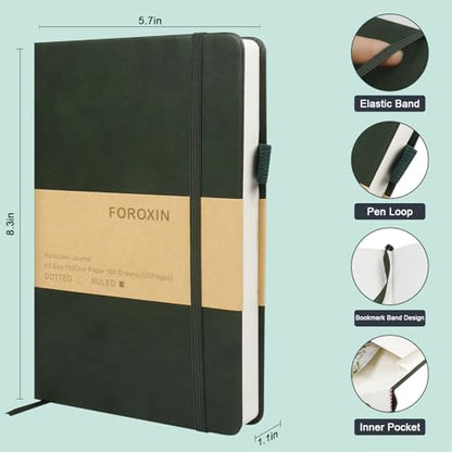 Lined Journal Notebook, (Dark Greed), 320 Pages, Medium 5.7 inches x 8.3 inches - 100 gsm Thick Paper, Hardcover