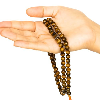 Amazing Gemstone Tiger Eye Mala - Withouot Knotted - color: Tiger Eye, style: Plain