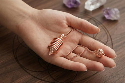 7 Ring Copper Cone Pendulum for Reiki Healing, Dowsing & Chakra Balancing – Divination & Meditation Tool for Energy Cleansing - color: 7 Ring Copper Metal Pendulum