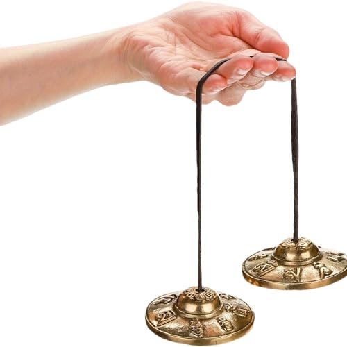 Tingsha Bell Tibetan Meditation Chime Handcrafted Metal Bell for Mindfulness Chakra Healing Relaxation Yoga Spiritual Practice Bronze 2.56in Diameter Age 14+ 1 Piece