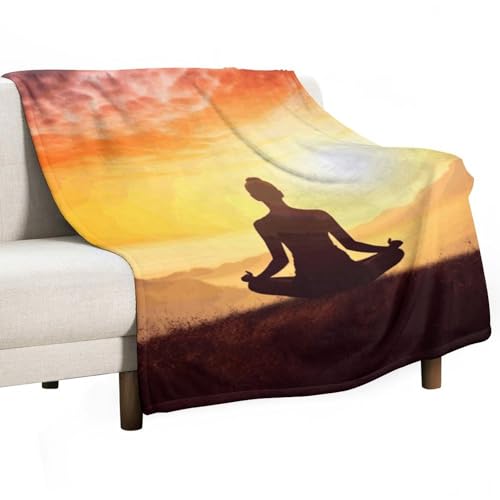 Yoga Meditation Soft Throw Blanket for Couch Lightweight Flannel Blanket for Sofa Couch Throw Bed Warm Cozy Decorative Blankets Fall Winter Decor 30"x40" - size: 30"x40"