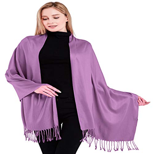 CJ Apparel Solid Color Tassels Design Nepalese Shawl Scarf Wrap Stole Throw Head Wrap Pashmina Gift Hand Made in Nepal New - color: Mauve