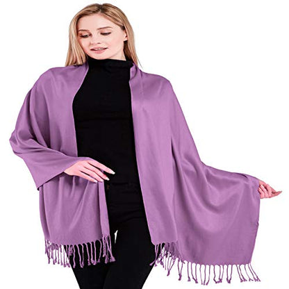 CJ Apparel Solid Color Tassels Design Nepalese Shawl Scarf Wrap Stole Throw Head Wrap Pashmina Gift Hand Made in Nepal New - color: Magenta