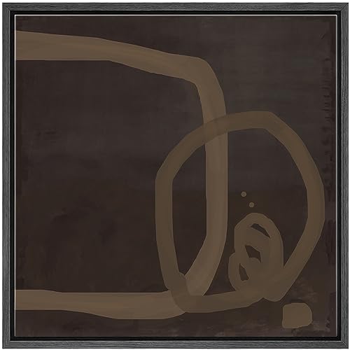 SIGNWIN Framed Canvas Print Wall Art Geometric Brown Tan Square Circle Abstract Print Set Grunge Landscape Modern Art Decorative Minimalism Relax/Calm for Living Room, Bedroom, Office - 16"x16" Black - color: Abs28-2308-m07, size: 16"L x 16"W
