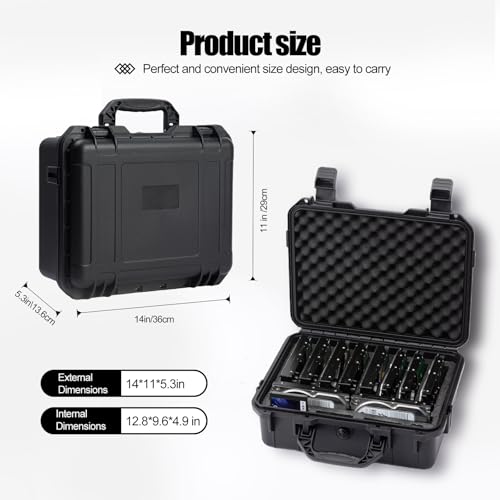Hard Drive Case 3.5inch 10-Bay Multi-Protection HDD Storage Box Suitcase with Foam External Hard Drive Carrying Case Anti-Static Shock Moisture Proof for HDD/SSD/M.2