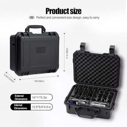 Hard Drive Case 3.5inch 10-Bay Multi-Protection HDD Storage Box Suitcase with Foam External Hard Drive Carrying Case Anti-Static Shock Moisture Proof for HDD/SSD/M.2