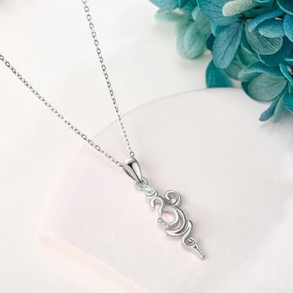 Sterling Silver S925 Om/AA Necklace Sobriety Gifts for Women Christmas Gift - style: Om