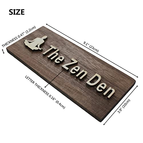 The Zen Den signs Room Decor Meditation in Progress Wall Hanging Sign,Inspirational Wooden Door Plaque for Yoga Studio Bedroom Decoration (Brown)