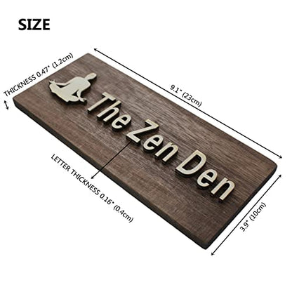 The Zen Den signs Room Decor Meditation in Progress Wall Hanging Sign,Inspirational Wooden Door Plaque for Yoga Studio Bedroom Decoration (Brown)