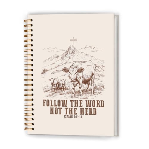 Western Cow Christian Notebook, Follow the Word Not the Herd Bible Verse Journal, Religious Prayer Journal for Woman, Religious Scripture Hardcover Spiral Notebooks, 5.5x8.3 Inch - color: Color_17