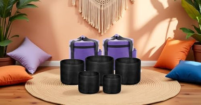 Two Carry Case Bags for 6-12 inch Crystal Singing Bowl Set with Handle Carrying Cases Padded Travelling Bag - size: 6-12 set
