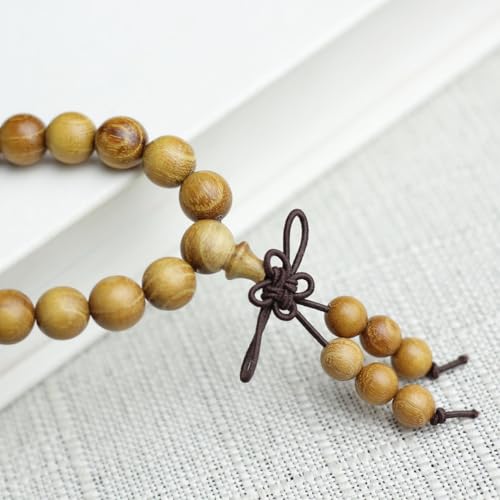 Zen Dear Natural Golden Sandalwood Mexican Bocote Mala Prayer Bead Bracelet Link Wrist Necklace Mala Beads - style: 6mm 108 beads