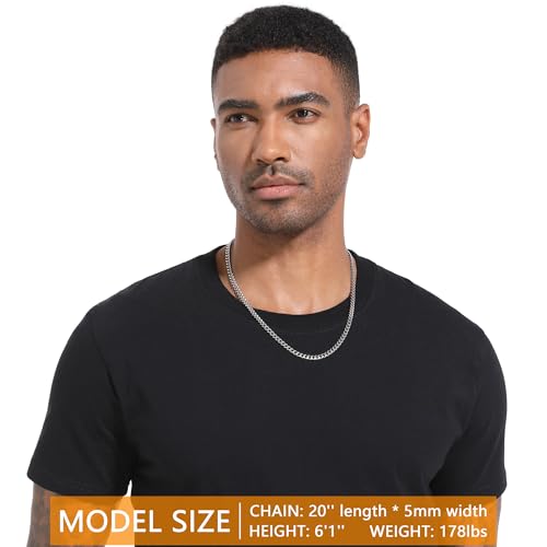 Chain for Men Stainless Steel Cuban Link Chain Necklace Silver Toned Mens Necklaces 18, 20, 22, 24, 26 Inch - size: 24 Inches, style: 6mm width-stainless steel