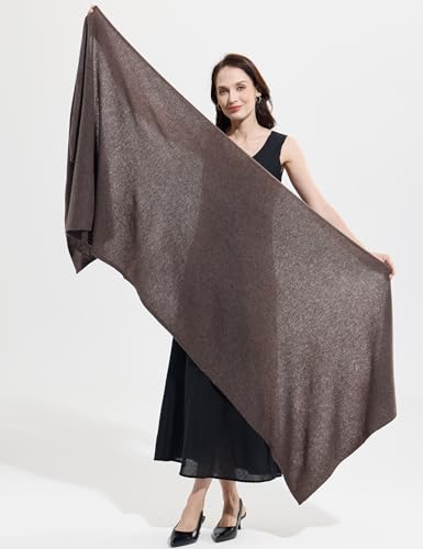 Soft Cashmere Blend Wrap Chic Scarf Stole for Women Wayfarer Travel Extra Large 87"x28" - color: Mottled Deep Brown