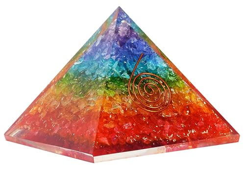 Orgone Pyramid of Success – 7 Chakra Orgonite Pyramid for Healing, Meditation, Stress Relief, Positive Energy & Chakra Balancing - color: 7 Chakra