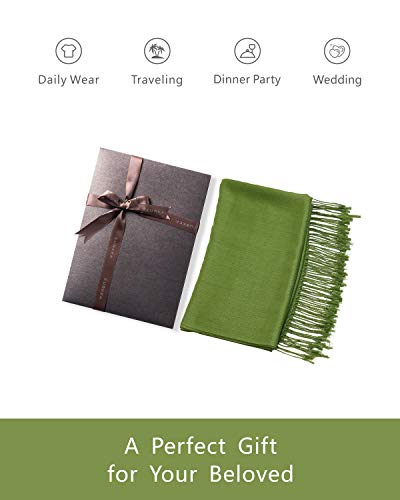 EURKEA Women's Scarf Pashmina Silky Soft Shawls Wraps Stole for Evening, Wedding and Gift - color: Grass
