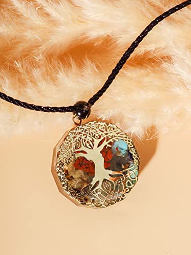 MINACHI Orgone Necklace, 7 Chakra Stone Orgonite Pendant for Spiritual Healing and Positive Energy Meditation - color: Tree of Life