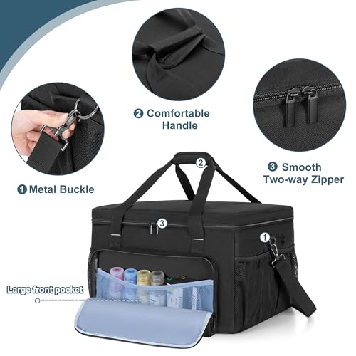 Yarwo Printer Carrying Case Compatible with HP OfficeJet Pro/DeskJet/Smart-Tank, Padded Office Printer Storage Bag with Base Board and Dividers for Ink, Paper and Office Supplies (BAG ONLY)
