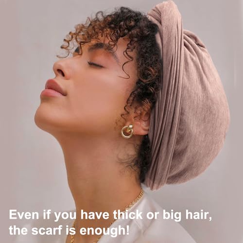 DRESHOW African Turban for Women Knotted Hairwraps for Sleeping Turban Headwraps Head Warmer Scarf for Black Women Chemo Cap - color: 1 Pc Style 2: Brown