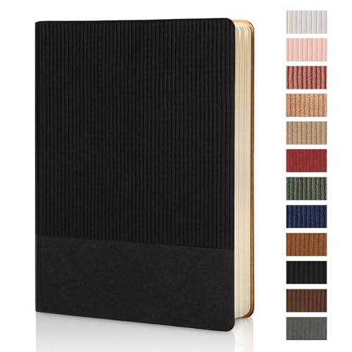 Lined Journal Notebook for Work College Ruled Notebook 5.79" x 8.27" A5 PU Leather Daily Journaling Notebook 216 Pages for Women Men Daily Writing Business School Travel Gift (Black) - color: 07-Black-1pack, style: A5 Lined 216pages