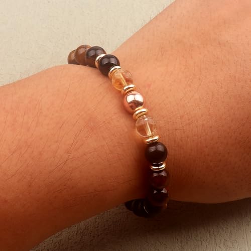 KSQS Healing Stone Bead Bracelet for Women, Natural Gemstones Balance Protection Bracelet, Spiritual Crystal Beads Bracelet Anxiety Relief with Meaning Card - style: Confidence