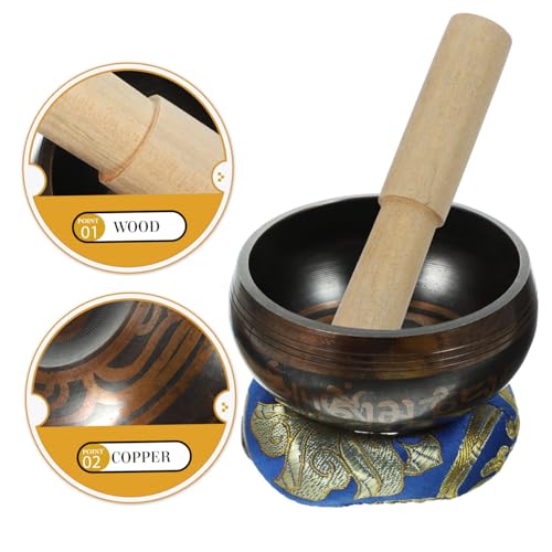 Unomor Handcrafted Tibetan Singing Bowl with Wood Rod and Cushion for Yoga Meditation Stress Relief Mindfulness Chakra Healing Relaxation and Home Decor