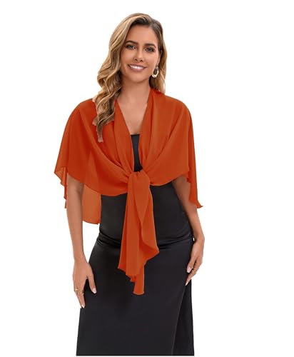 Baoqiya Chiffon Shawl Evening Scarf Shawls and Wraps for Women Wedding Party Bridal Scarves Cover Ups - color: Caramel