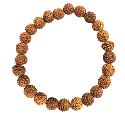 NAISHA Rudraksha Stretchable Bracelet & Rudraksha Mala 108+1 Beads Necklace 5 mukhi Paanch mukhi 5 face, Prayer Beads, Wrist Mala Wrap, Jaap Mala, Bracelet Bead Size 7 mm (Pack of 2)