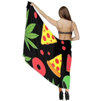 Women's Lightweight Long Scarf Thin Scarf Beach Headscarf Wimwear Bikini Wrap - color: Color627