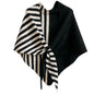 WaJuemy Pashmina Shawl Wraps for Women Cross Sweater Shawls and Wraps Cardigan Cape Front Poncho Knit Cashmere Sweater Shawl - color: 17 Black/White Half