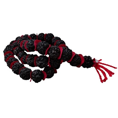 Nepali 5 Mukhi Black Rudraksha Mala 20mm 54+1 Beads – Kantha Mala Necklace, Natural Rudraksha Beads for Meditation, Yoga & Daily Wear, Handcrafted Bead Necklace