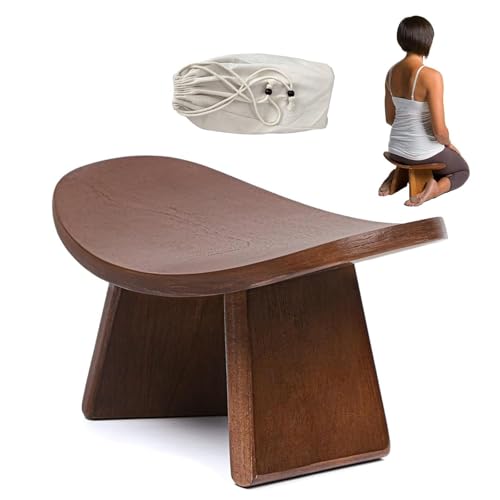 Meditation Bench, Wooden Kneeling Stool, Portable Yoga Auxiliary Stool,Multifunctional Ergonomic Seat with Travel Bag, Detachable Comfort Chair for Yoga, Prayer, Meditation(Medium) - size: Medium