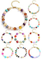 BOMAIL 9PCS Colorful Beaded Bracelets for Women Boho Multicolor Acrylic Resin Beads Bracelets Set Adjustable Statement Bracelet Summer Beaded Jewelry