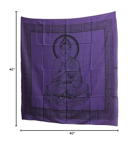 Buddha Indian Cotton Yoga Meditation Prayer Altar Cloth (40" x 40") (Purple) - color: Purple