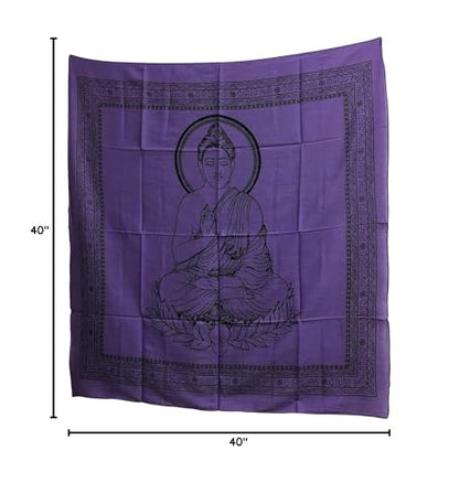 Buddha Indian Cotton Yoga Meditation Prayer Altar Cloth (40" x 40") (Purple) - color: Purple