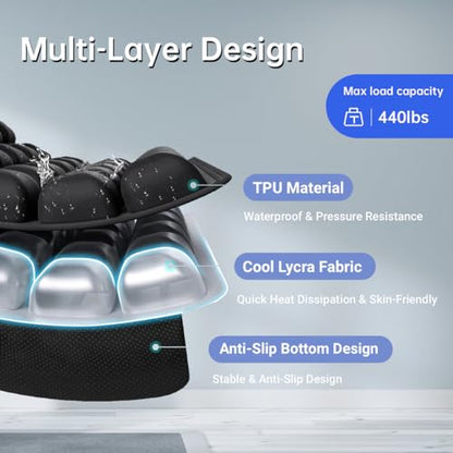 JNHEST Travel Seat Cushion, Without Pump Inflatable Seat Cushion for Long Flights, Press Design Air Portable Seat Travel Cushion, 49 Airbags for Car,Office,Stadium,Ergonomically Pressure Relief.