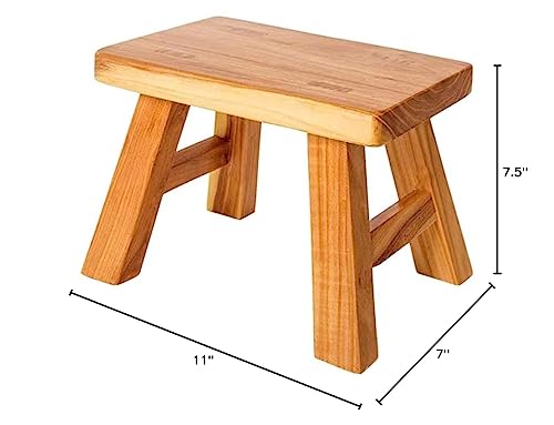 Sturdy Step Stool Footstool Solid Wooden 11 inch for Kids Adults Plant Stand Plant Stand Fishing Stool (Natural), Small - color: Natural
