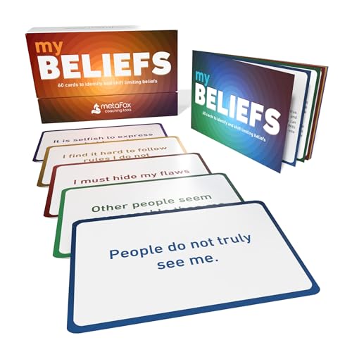 metaFox | My Beliefs Cards | 60 Core Belief Cards for Coaching | Therapy Card Deck for Adults & Counselors