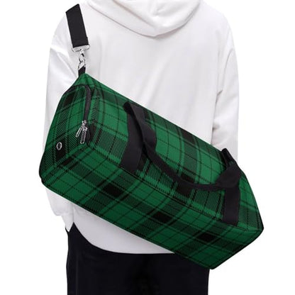Scottish Tartan Plaid Green Large Capacity Portable Fitness Bag, Easy to Carry - color: Scottish Tartan Plaid Green