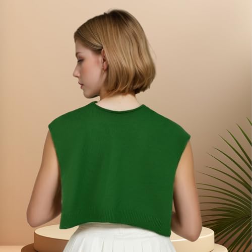 WaJuemy Women's Sweater Shawl Wraps Sleeves Knitted Collar Sweater Scarf Top Casual Lightweight Shoulder Cape Accessories - color: 08 Green X