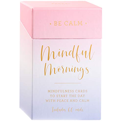 WORLD TRAVELER Eccolo Mindful Mornings - 60 Mindfulness Cards - Self Care Cards for Peace, Calm, Daily Positive Thoughts and Affirmations - Mindfulness Gifts & Positive Affirmations Cards for Women