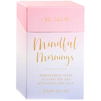 WORLD TRAVELER Eccolo Mindful Mornings - 60 Mindfulness Cards - Self Care Cards for Peace, Calm, Daily Positive Thoughts and Affirmations - Mindfulness Gifts & Positive Affirmations Cards for Women